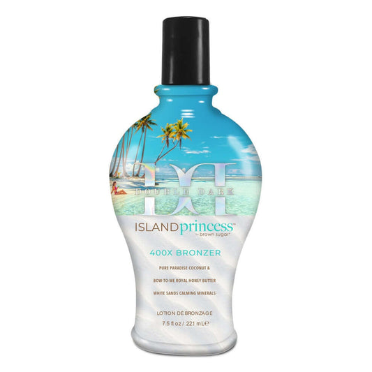 Cream for solarium Tan Inc Double Dark Island Princess 400X bronzer with coconut water, queen honeybee milk and minerals. Tattoo care. 221 ml