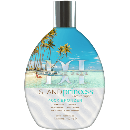 Cream for solarium Tan Inc Double Dark Island Princess 400X Bronzer, with coconut, queen honeybee milk, minerals. Tattoo protection. 400 ml