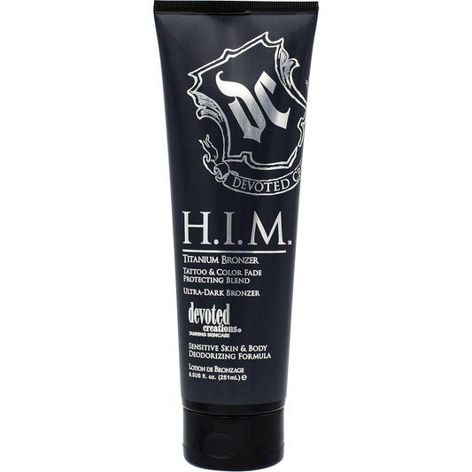 Cream for solarium for men Devoted Creations H.I.M Titanium for ultra-dark tan, sensitive skin formula, 251 ml