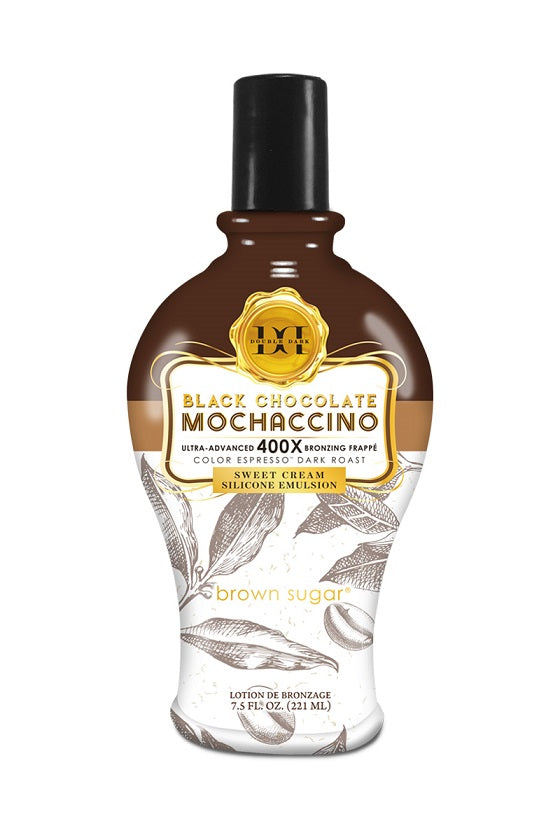 Tanning lotion Brown Sugar Double Dark Black Chocolate Mochaccino 400X with bronzer, roasted coffee bean extract, dark caramel and collagen emulsion, 221 ml