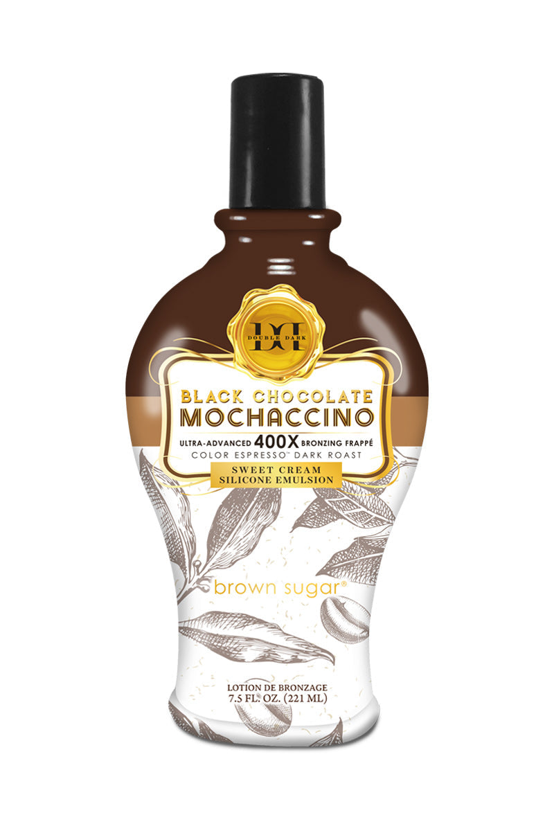 Tanning lotion with bronzer, roasted coffee bean extract, dark caramel and collagen emulsion DOUBLE DARK BLACK CHOCOLATE MOCHACCINO 400X, 221 ml