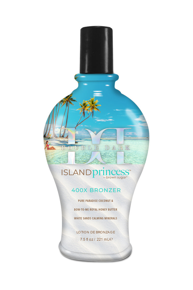 Cream for solarium Tan Inc Double Dark Island Princess 400X bronzer with pure coconut water, queen honeybee milk and calming minerals. Tattoo protection. 221 ml