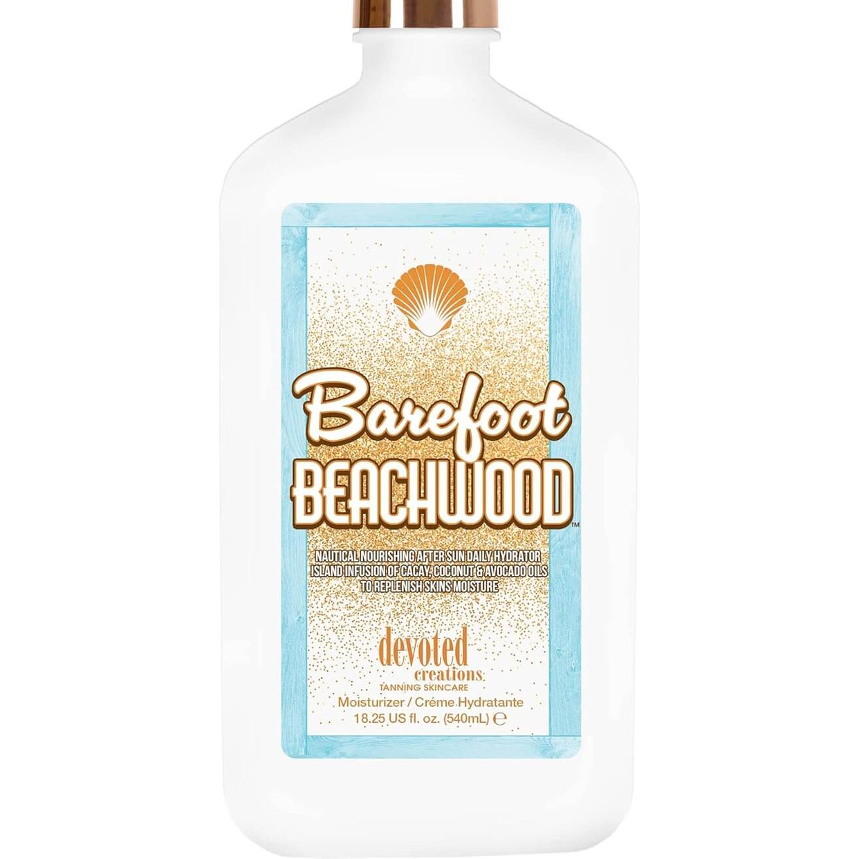 Devoted Creations Barefoot Beachwood Nautical Nourishing After Sun Daily Hydrating Lotion, Cacay, Avocado, Coconut, 540 ml
