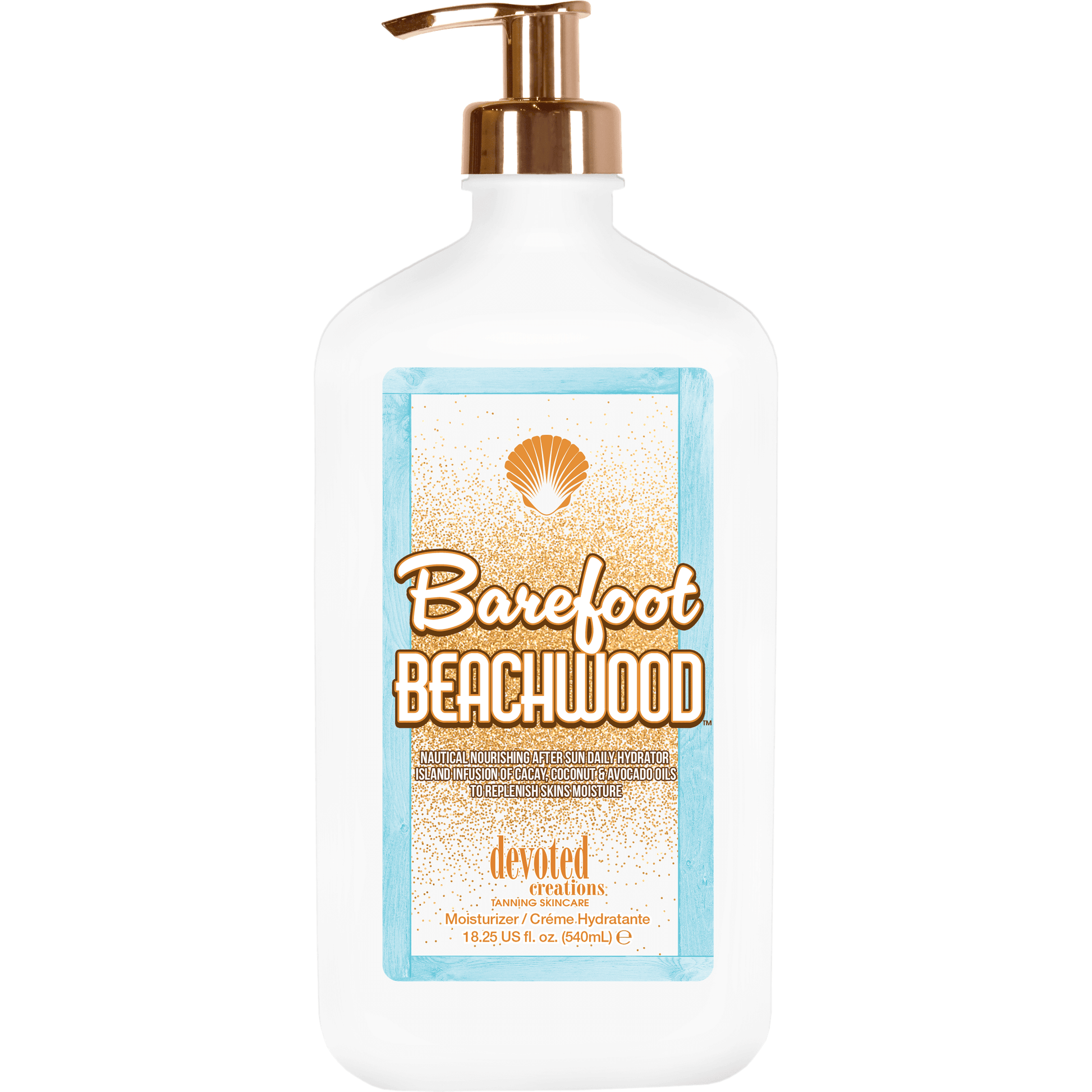 Devoted Creations Barefoot Beachwood Nautical Nourishing After Sun Daily Hydrating Lotion, Cacay, Avocado, Coconut, 540 ml