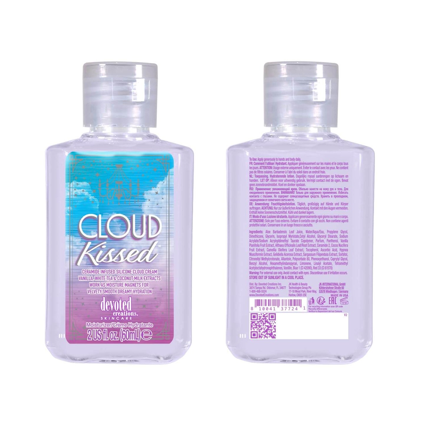 Devoted Creations Cloud Kissed Ceramide Ultra-Hydrating Daily Moisturizer with Vanilla, White Tea, Coconut Milk, 60 ml