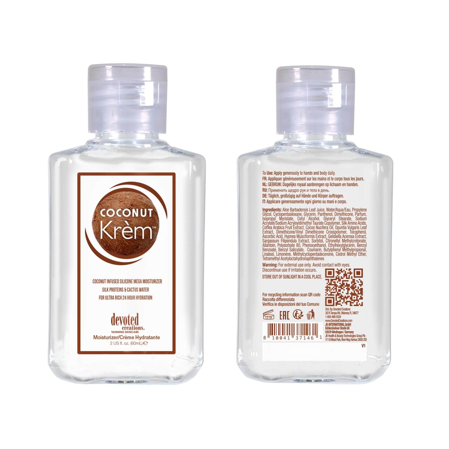 Devoted Creations Coconut Krèm, Daily Mega Moisturizing Cream with Silk Proteins, Cactus Water, 60 ml