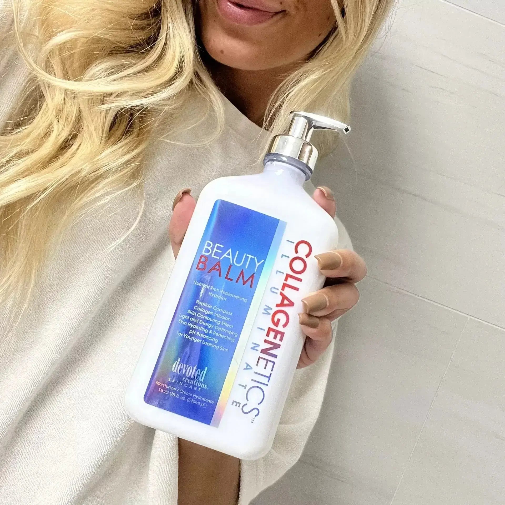 Devoted Creations Collagenetics Illuminate Beauty Balm, Nutrient Replenishing Hydrating Cream with Collagen and Peptide, 540 ml