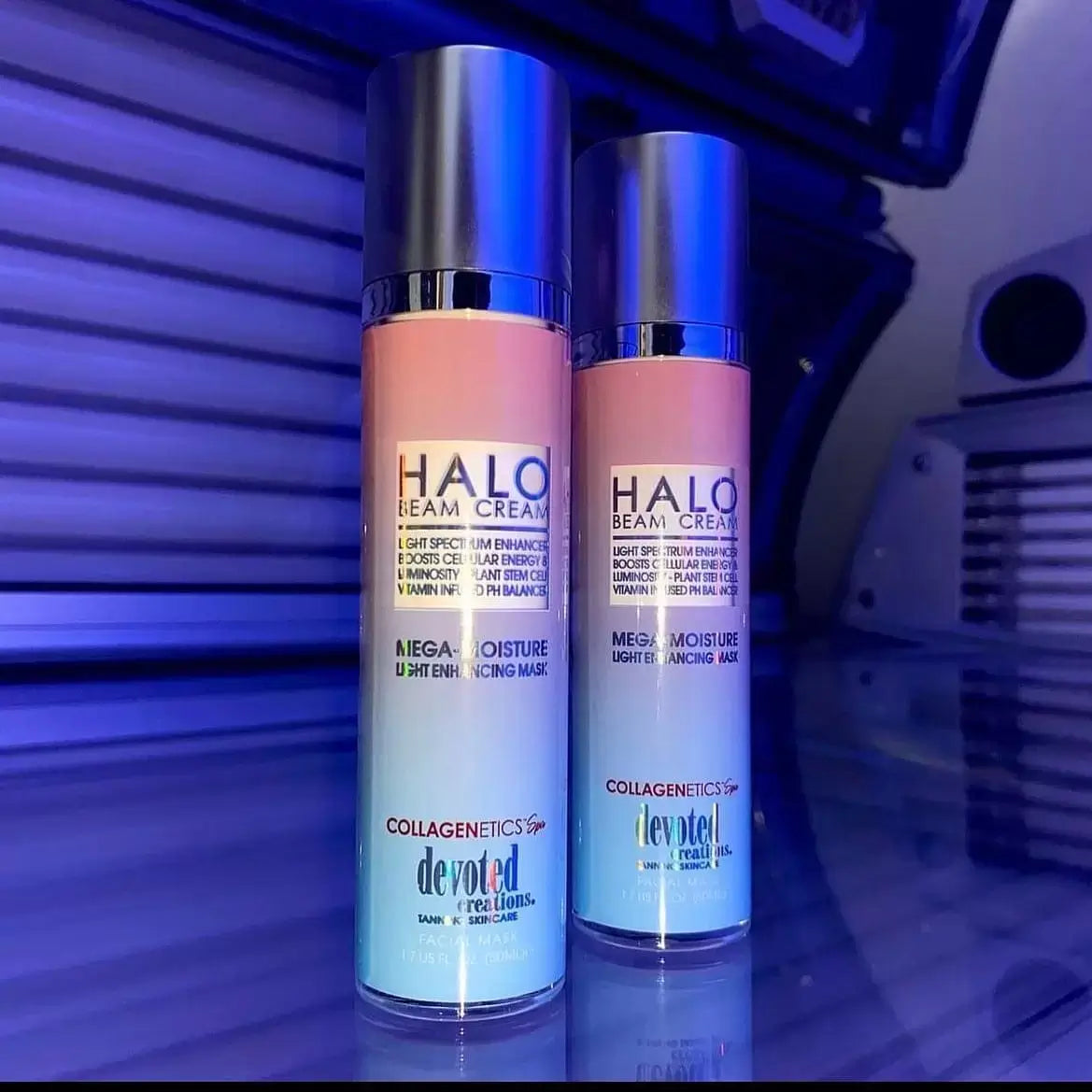 Devoted Creations Halo Beam Cream Mega Moisturiser, Tanning Mask with Collagen, Hyaluron, Multi-use, 50 ml