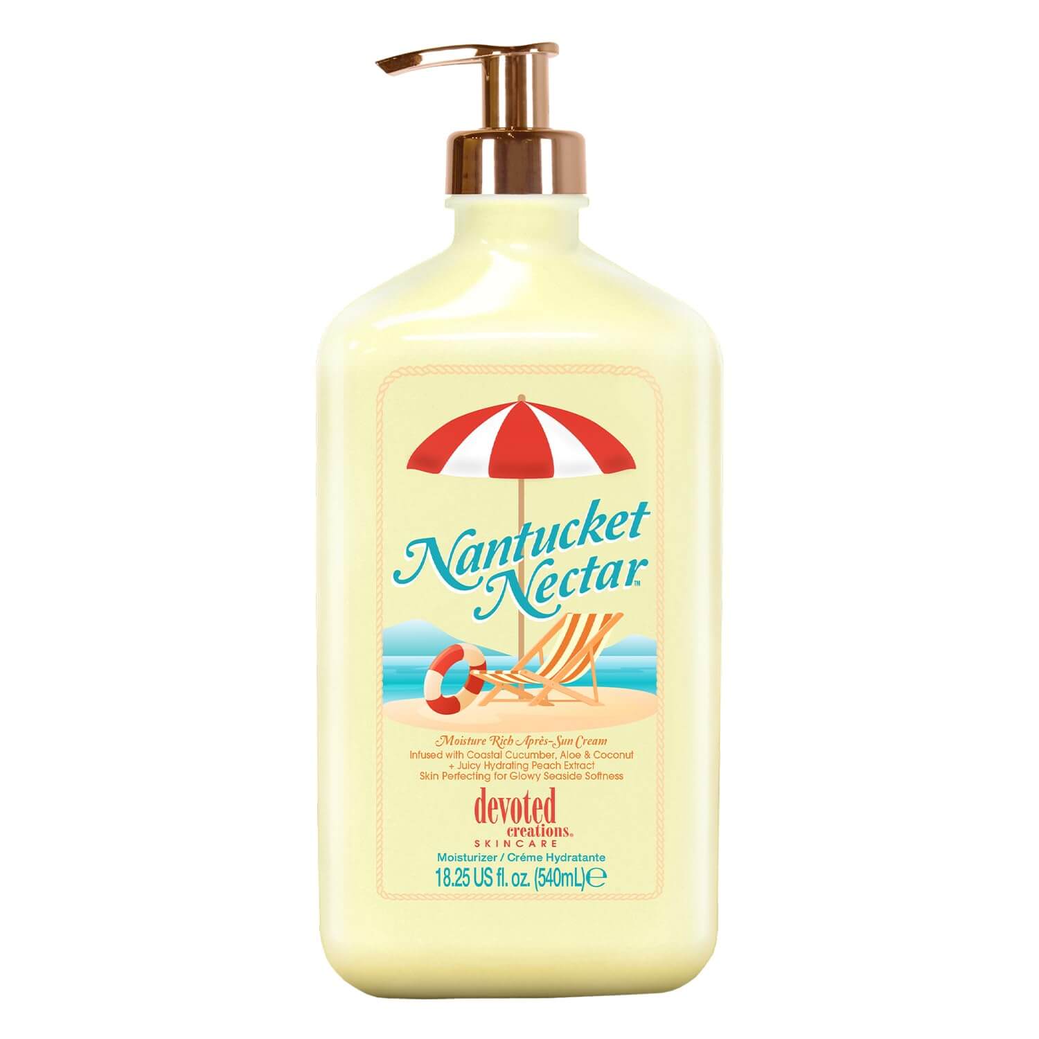 Devoted Creations Nantucket, After Sun Moisturizing Cream with a juicy blend of Coastal Cucumber, Aloe, Coconut, 540 ml
