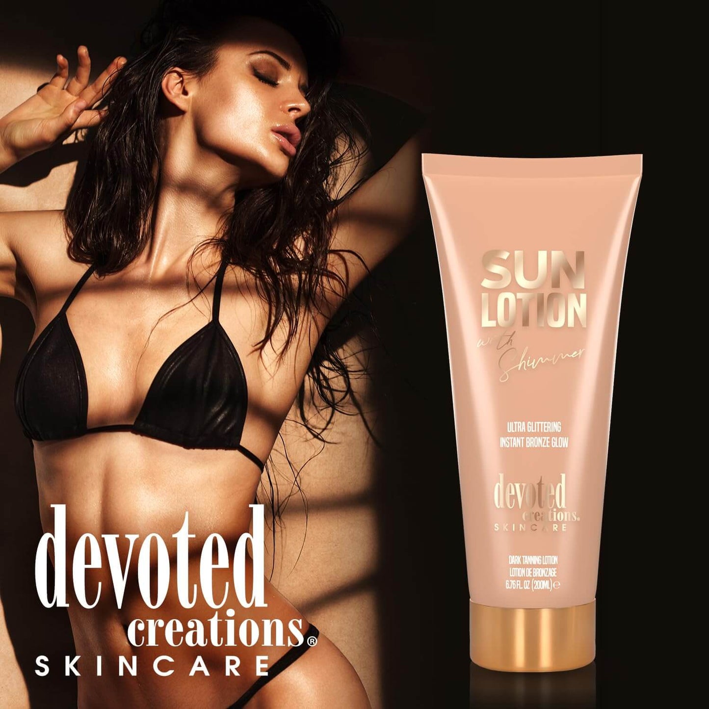 Devoted Creations instant bronze tan lotion with shimmer for solarium