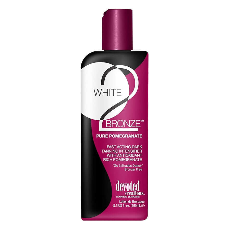 Devoted Creations White 2 Bronze Pure Pomegranate Fast Acting Tan Intensifier, long-lasting tan, hydrated skin 250 ml