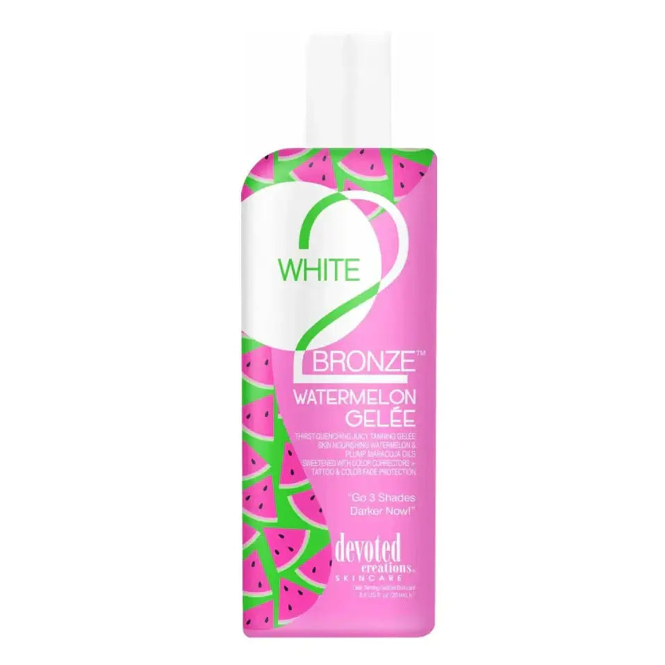 Devoted Creations White 2 Bronze Watermelon Gelée, Lightweight Dark Tanning Lotion, glowing tan, hydrated skin, 251 ml