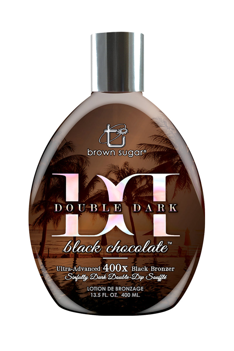 Brown Sugar Double Dark BLACK CHOCOLATE 400X with double bronzers, Shea Butter, Coconut for fast unbelievable tan and anti-aging effect, 400 ml