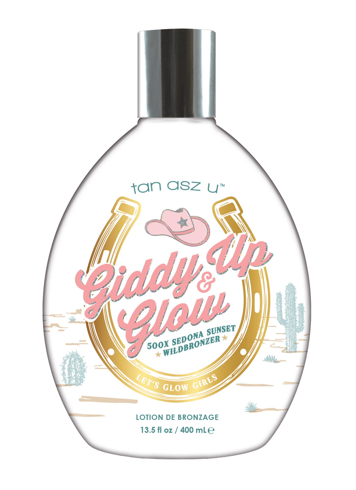 Crema para solárium Tan Asz U Giddy Up & Glow, 500X Sedona Sunset Wildbronzer, extracto de rosa silvestre, 400 ml
