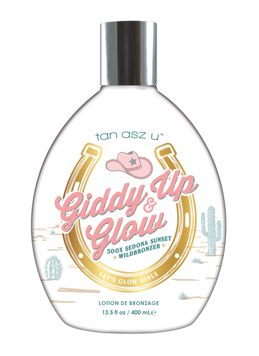 Крем за солариум Tan Asz U Giddy Up & Glow, 500X Sedona Sunset Wildbronzer, екстракт от дива роза, 400 мл