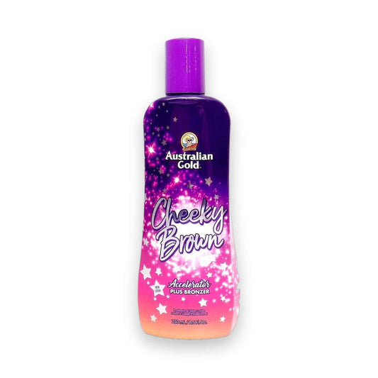 Lotion for solarium Australian Gold Cheeky Brown, for instant glowing tan with glitter, 250 ml