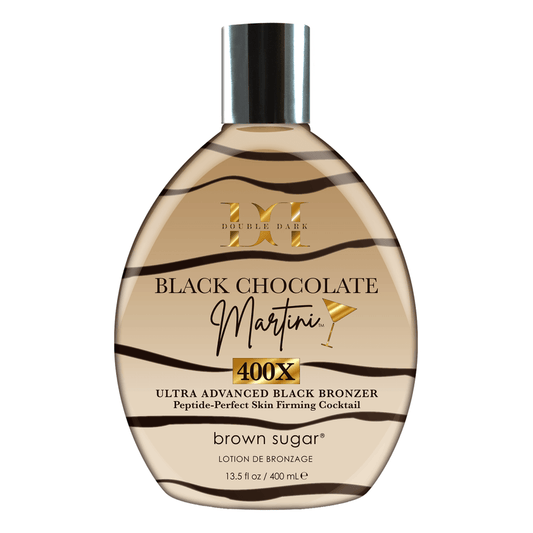 Lotion for solarium Brown Sugar Double Dark Black Chocolate Martini 400X with extra dark bronzers and peptides for aging skin, 400 ml