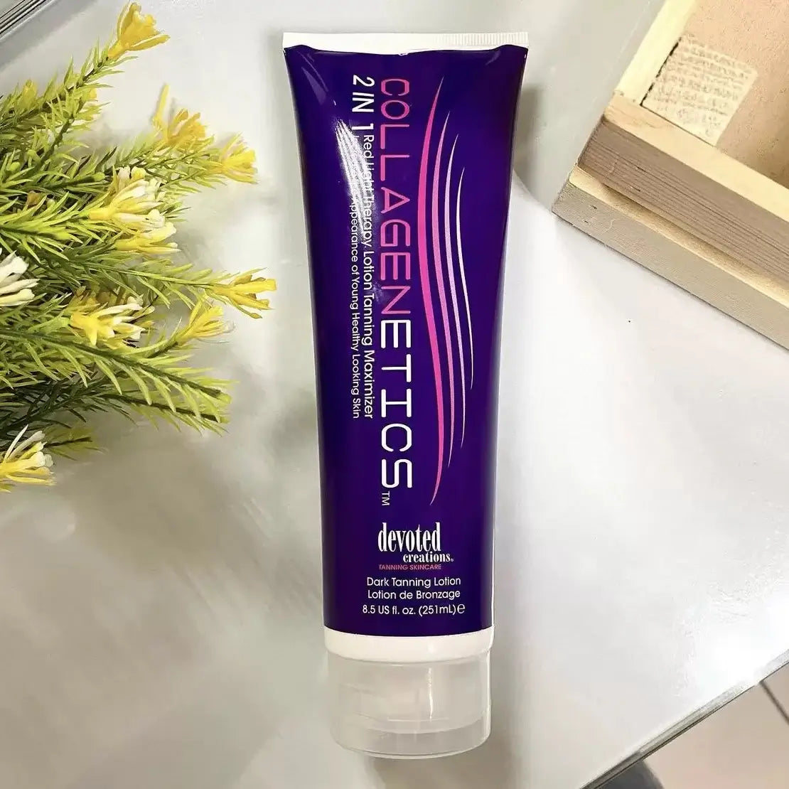 Lotion for solarium Devoted Creations Collagenetics 2-in-1 Red Light Therapy and Tan Maximizer, 270 ml