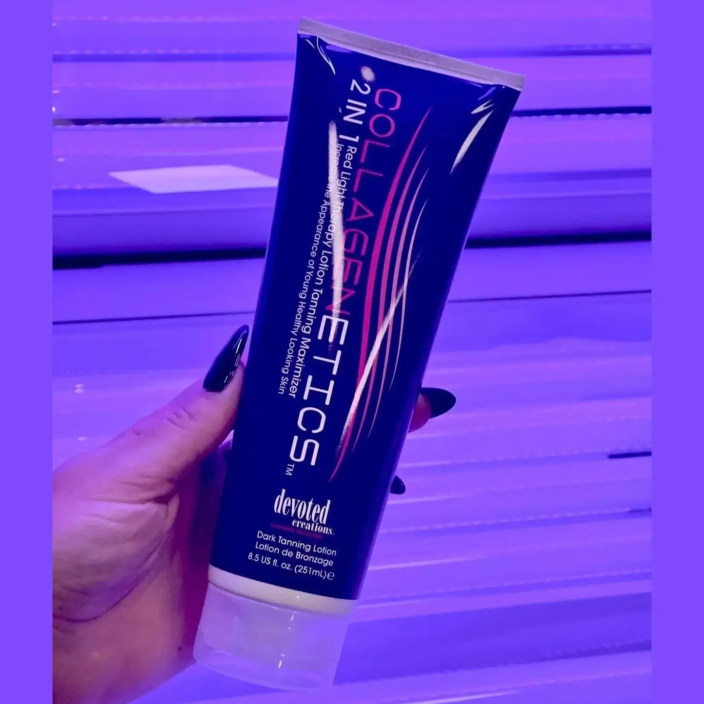 Lotion for solarium Devoted Creations Collagenetics 2-in-1 Red Light Therapy and Tan Maximizer, 270 ml