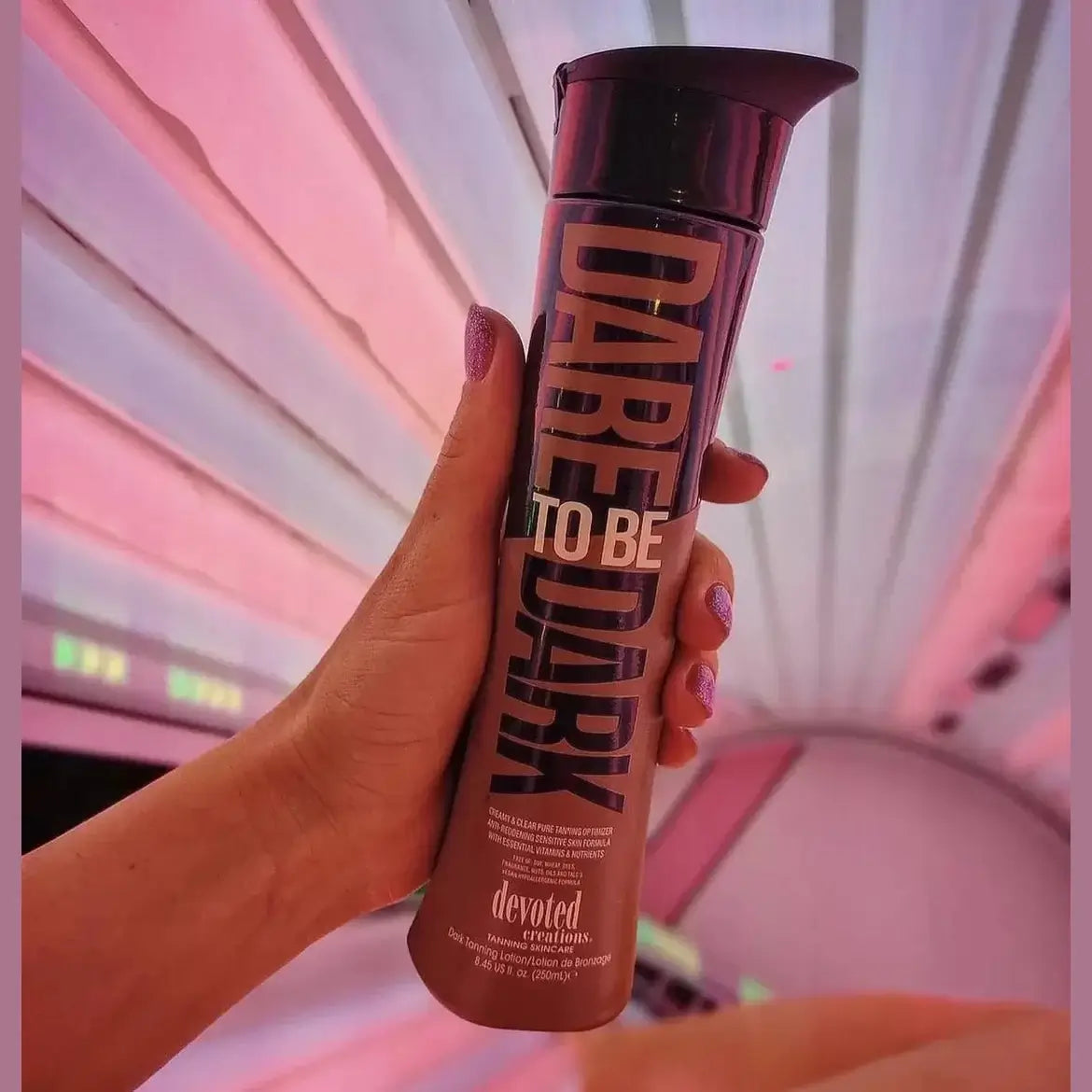 Lotion for solarium Devoted Creations Dare To Be Dark, tan optimizer with vitamins and nutrients, hypoallergenic, 250 ml