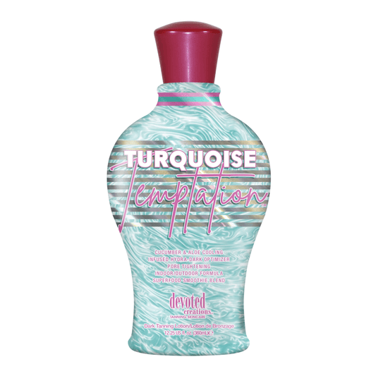 Lotion for solarium Devoted Creations Turquoise Temptation, Hydra Dark Tan Optimizer with cucumber, aloe and cooling effect, 360 ml