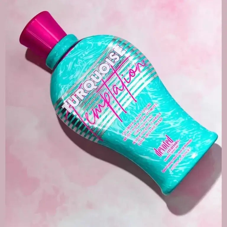 Lotion for solarium Devoted Creations Turquoise Temptation, Hydra Dark Tan Optimizer with cucumber, aloe and cooling effect, 360 ml