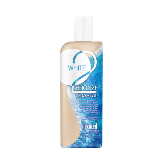 Lotion for solarium Devoted Creations White 2 Bronze Coastal, Aquatic Coastal Color Creator for deep dark tan and smooth skin, 251 ml