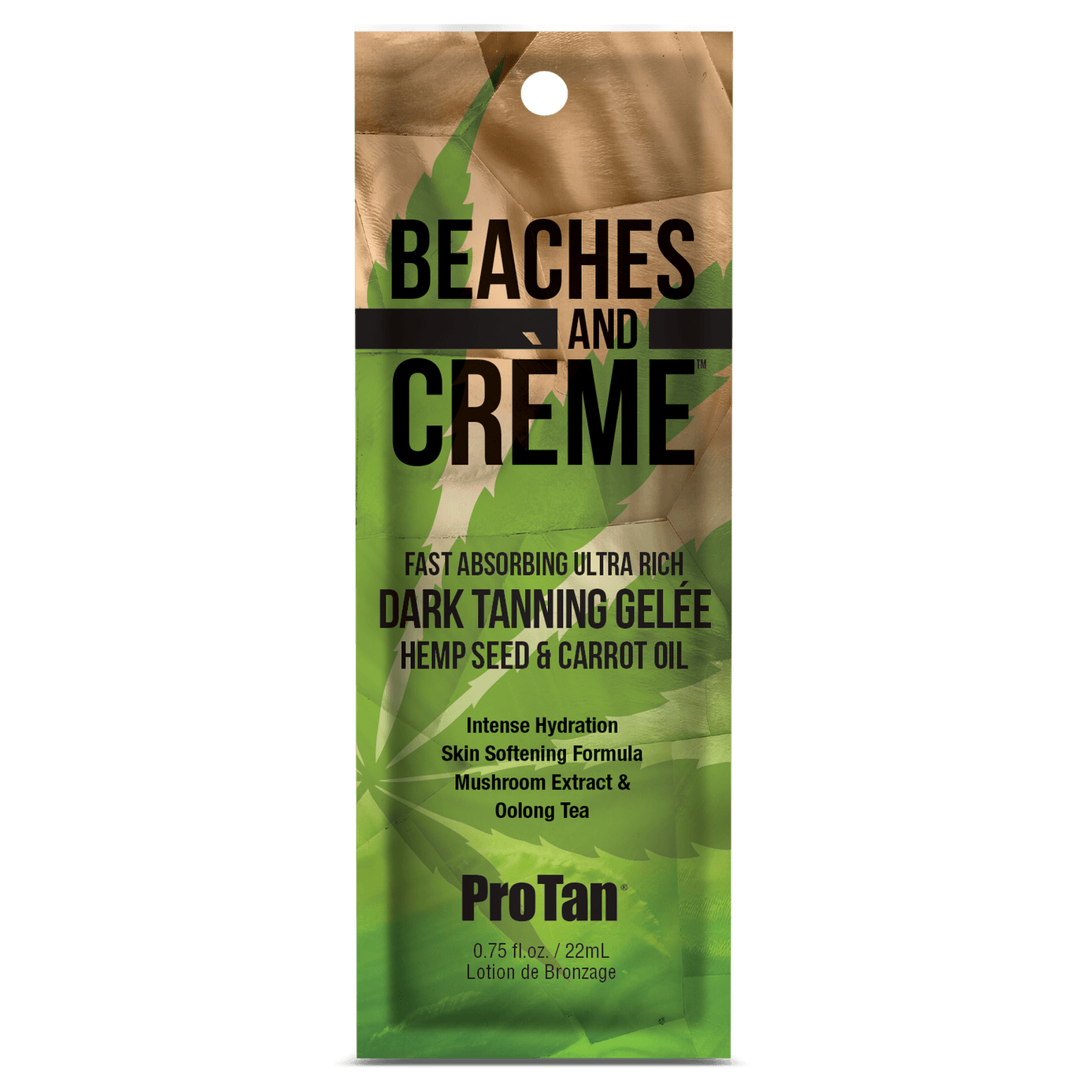 Pro Tan Solarium Accelerator sachet with carrot and hemp seed oil for fast absorbing dark tan