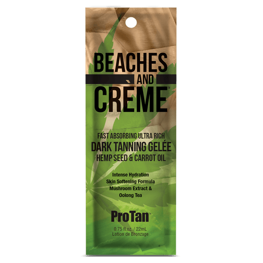Pro Tan Solarium Accelerator sachet with carrot and hemp seed oil for fast absorbing dark tan