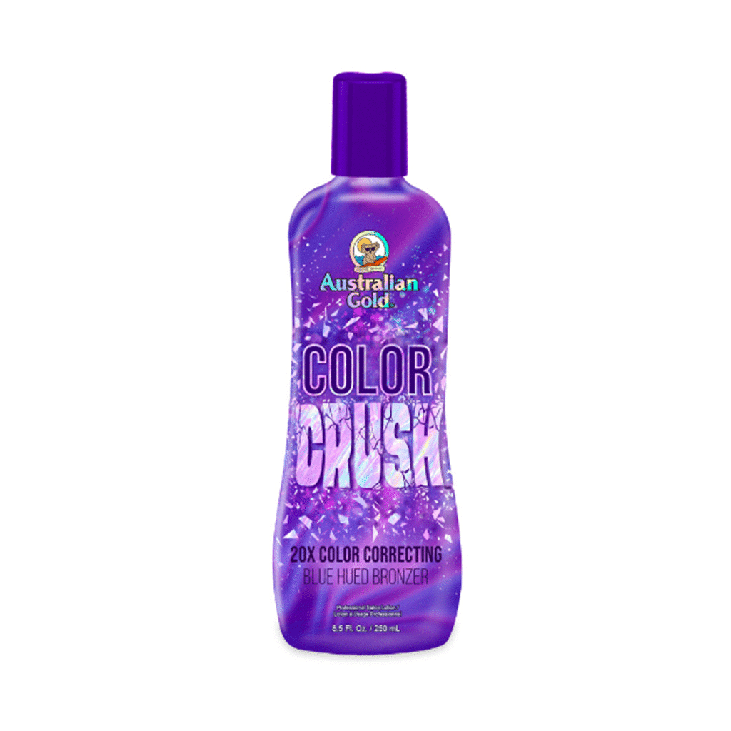 Australian Gold Color Crush blue-hued bronzers solarium cream bottle