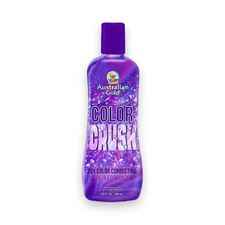 Australian Gold Color Crush blue hued bronzing lotion in purple bottle