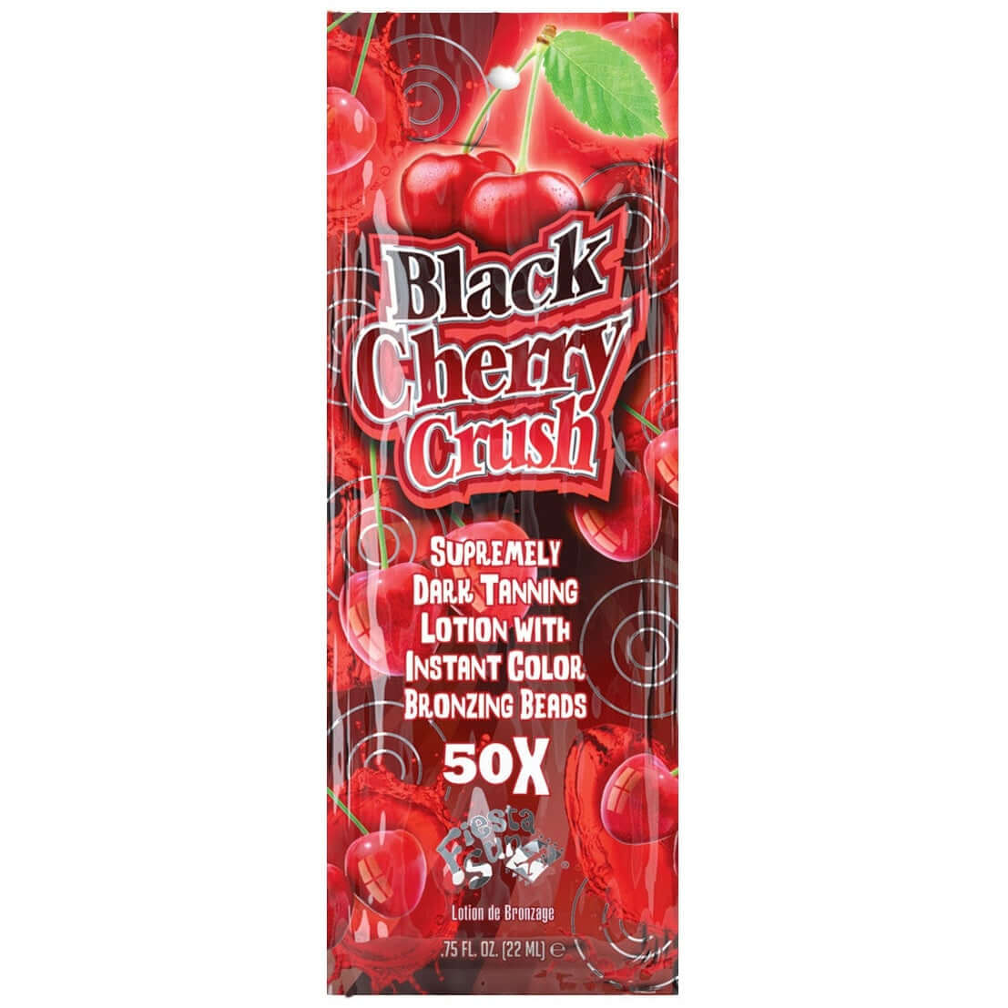Fiesta Sun Black Cherry Crush 50x dark tanning lotion with instant bronzing beads
