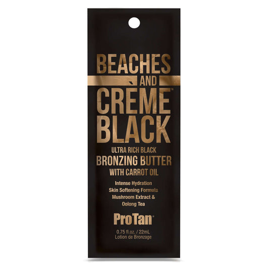 Pro Tan Beaches & Creme Black Bronzer sachet with carrot oil and mushroom extract