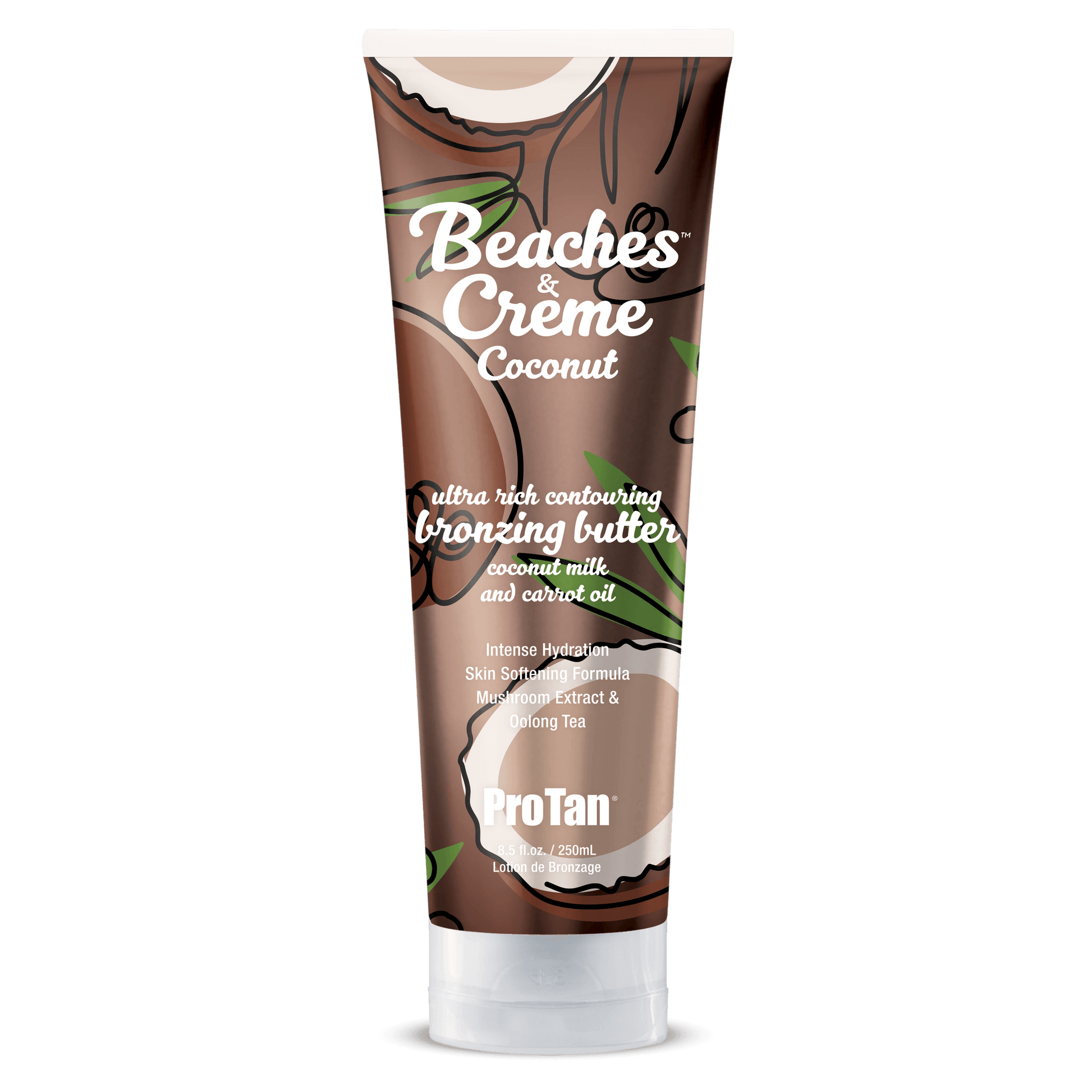 Pro Tan Beaches Creme Coconut Ultra Rich Bronzing Lotion 250ml with coconut milk and carrot oil