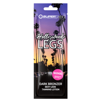 Supertan Hollywood Legs dark bronzer tanning cream sachet with warming effect for solarium
