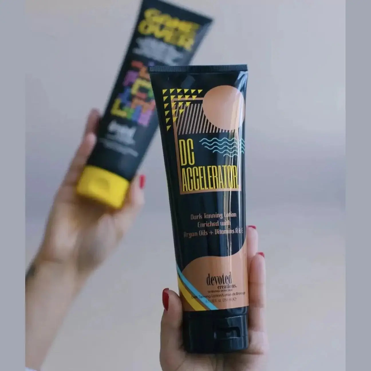 Solarium lotion Devoted Creations DC Accelerator enriched with Argan Oil, Vitamins A, E, 251 ml