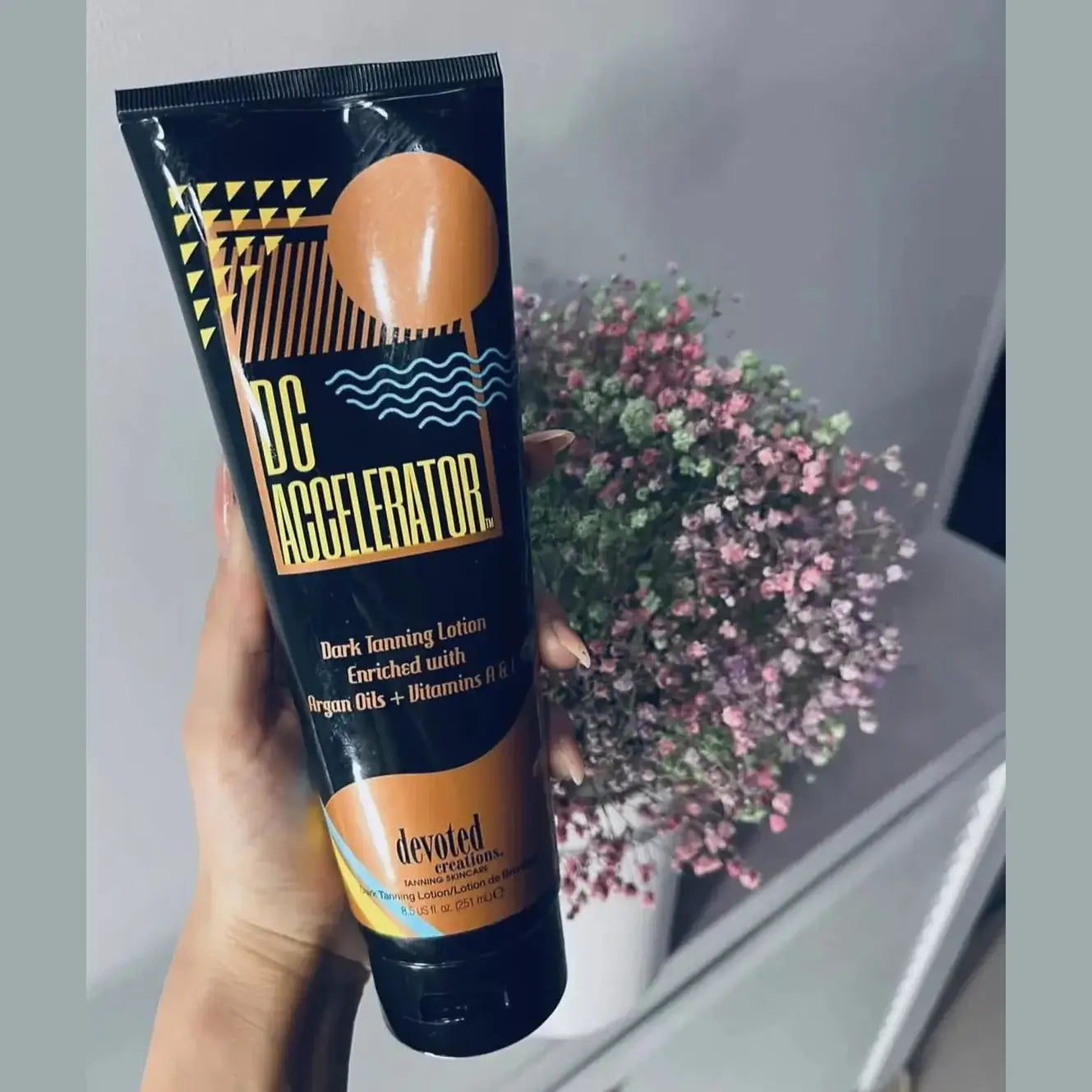 Solarium lotion Devoted Creations DC Accelerator enriched with Argan Oil, Vitamins A, E, 251 ml