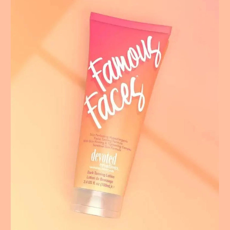Solarium lotion Devoted Creations Famous Faces for fast tan, skin tightening, hypoallergenic, 100 ml