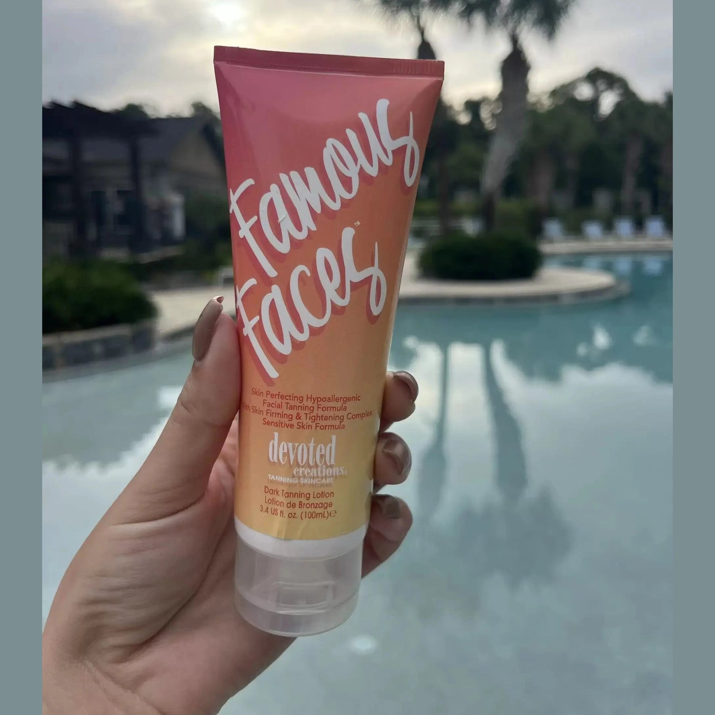 Solarium lotion Devoted Creations Famous Faces for fast tan, skin tightening, hypoallergenic, 100 ml