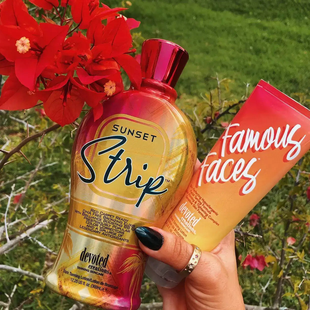 Solarium lotion Devoted Creations Famous Faces for fast tan, skin tightening, hypoallergenic, 100 ml