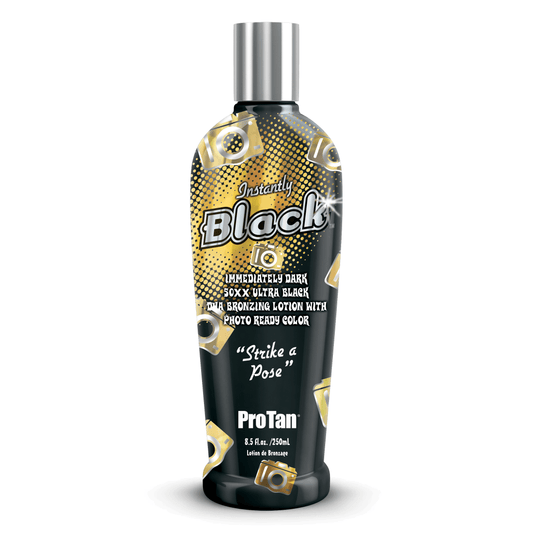 Pro Tan Instantly Black 50XX Ultra Black solarium lotion with DHA bronzers in 250ml bottle