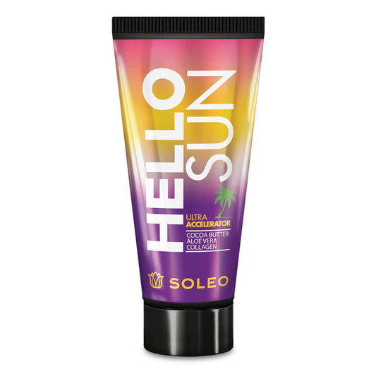 Soleo Hello Sun ultra accelerator for solarium with regenerating cocoa butter, 150 ml