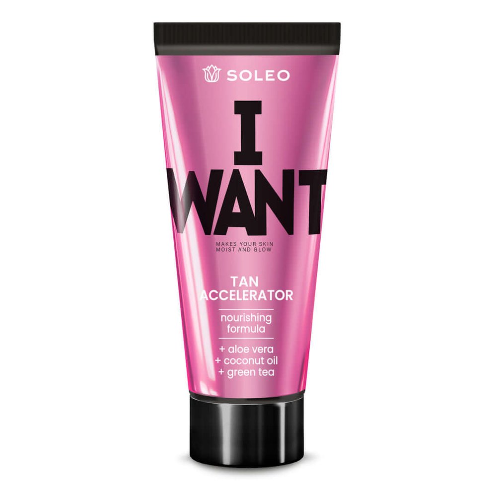Soleo I Want ultra-fast tanning activator for solarium with nutritious coconut oil, 150 ml