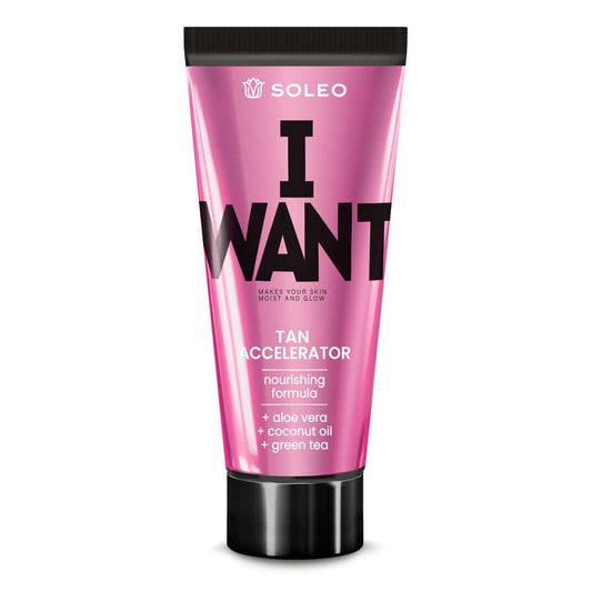Soleo I Want ultra-fast tanning activator for solarium with nutritious coconut oil, 150 ml