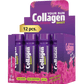 Soleo Your Sun SHOT Collagen tanning supplement box with mango peach flavor, 12 x 80 ml bottles featuring collagen and beta-carotene