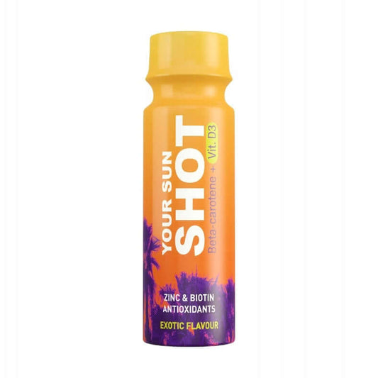 Soleo Your Sun SHOT Exotic tanning supplement drink with Beta-carotene and Vit D3 in 80 ml bottle
