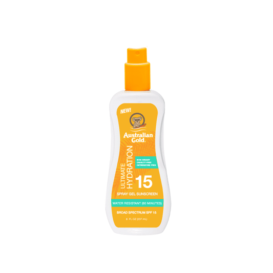 Australian Gold SPF 15 spray gel sunscreen, non-creamy and water-resistant