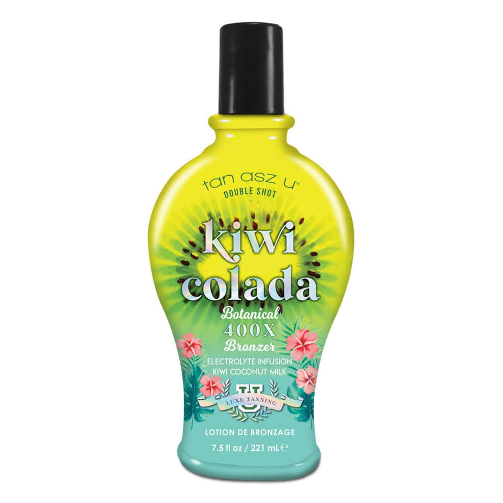 Tan Asz U Double Shot Kiwi Colada Botanical 400X Bronzer for solarium for ultra dark tan, moisturizing and rejuvenating effect, 221 ml