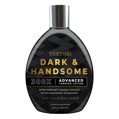 Tan Incorporated Status Dark & Handsome 300X lotion for solarium for men to look, smell and feel attractive. Tattoo protection, 400 ml