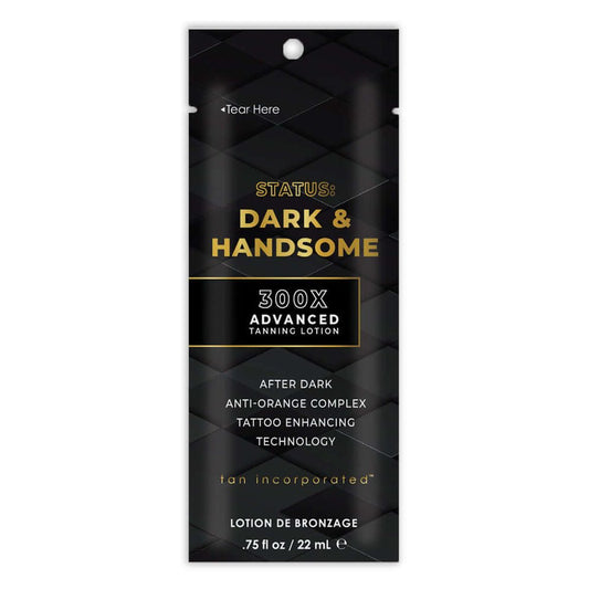 Tan Incorporated Status Dark & Handsome 300X lotion for solarium for men to look, smell and feel attractive. Tattoo protection, 400 ml